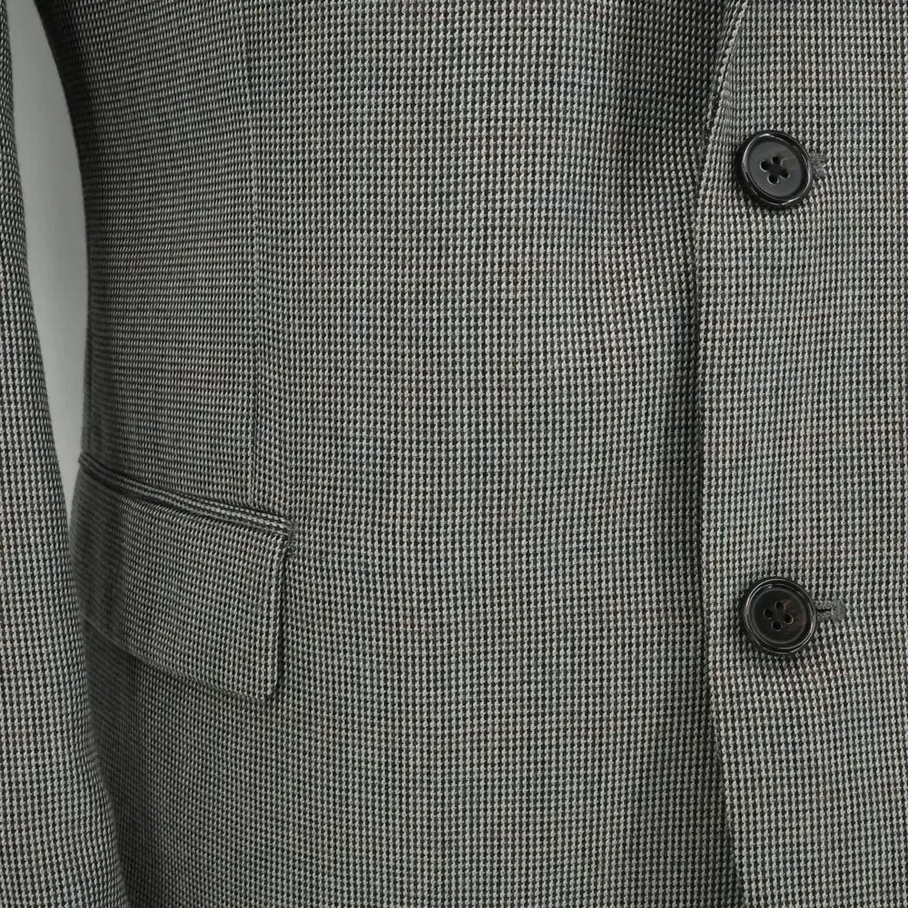 Lauren Ralph Lauren Sport Coat Mens 44R Gray Micro Check Jacket Lined Career